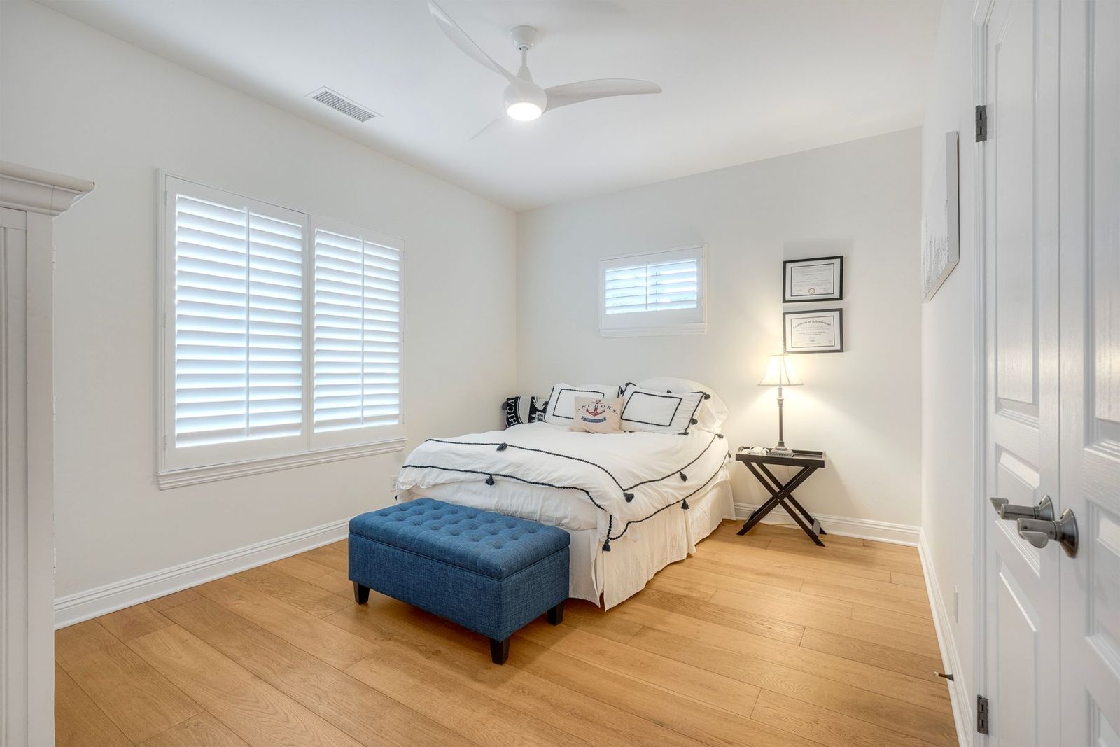 Bedroom with plantation shutters