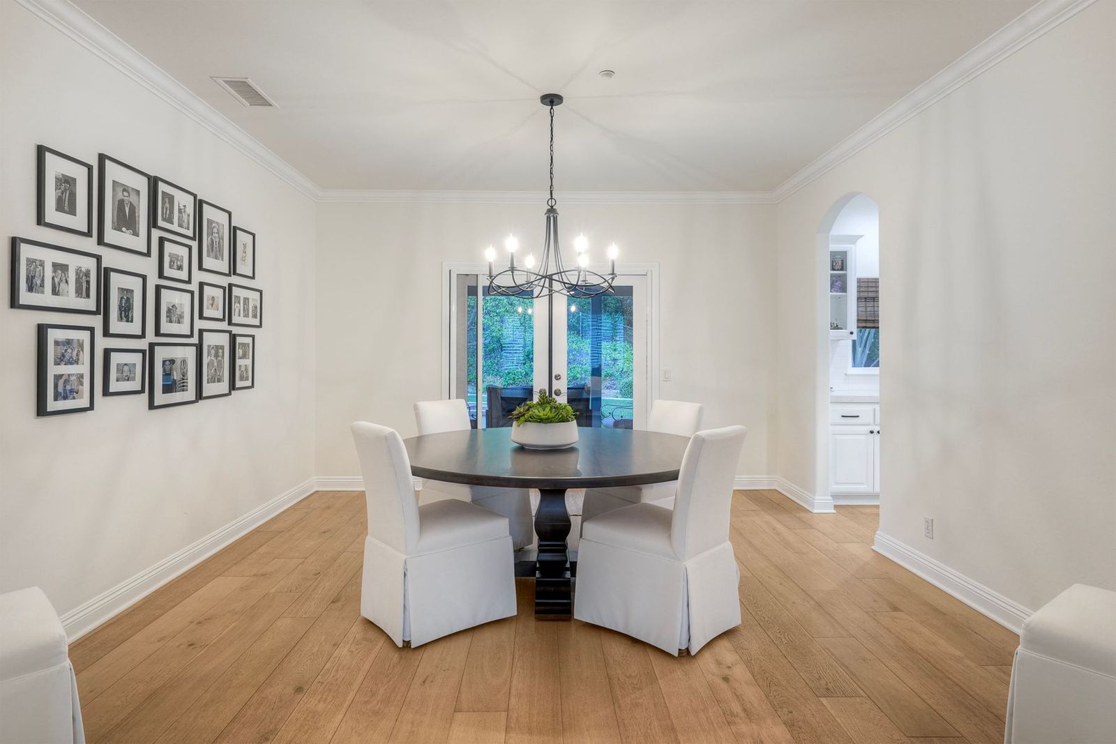 Formal dining room with French doors