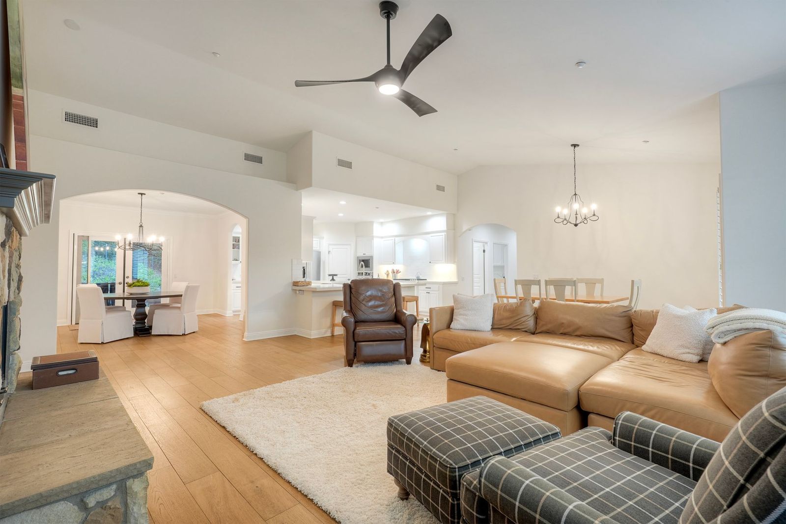 Great room open to the kitchen and dining room