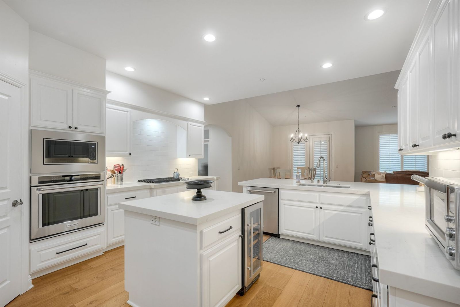 Kitchen island with wine fridge
